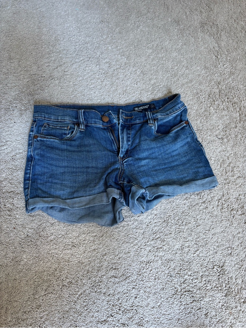 Blank NYC Medium Blue Rolled-Hem Denim Shorts